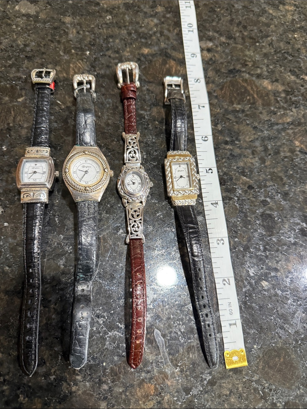 Brighton Women's Mixed Metal and Leather Strap Watches (4) - Black and Brown